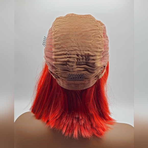 Uniwigs Phoenix Crimson Red Bob Synthetic Lace Front Wig - Picture 7 of 8